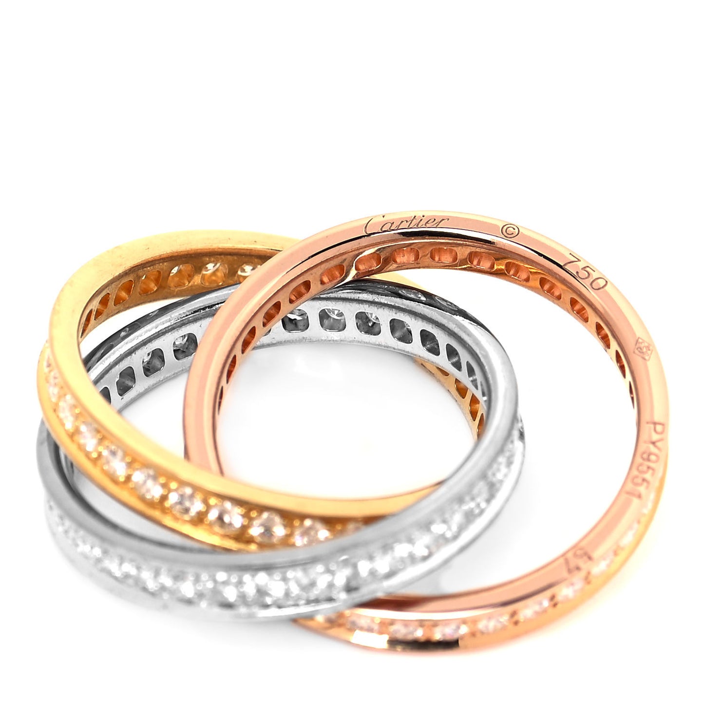 18K White Yellow Pink Gold Diamond Trinity Ring 57 8