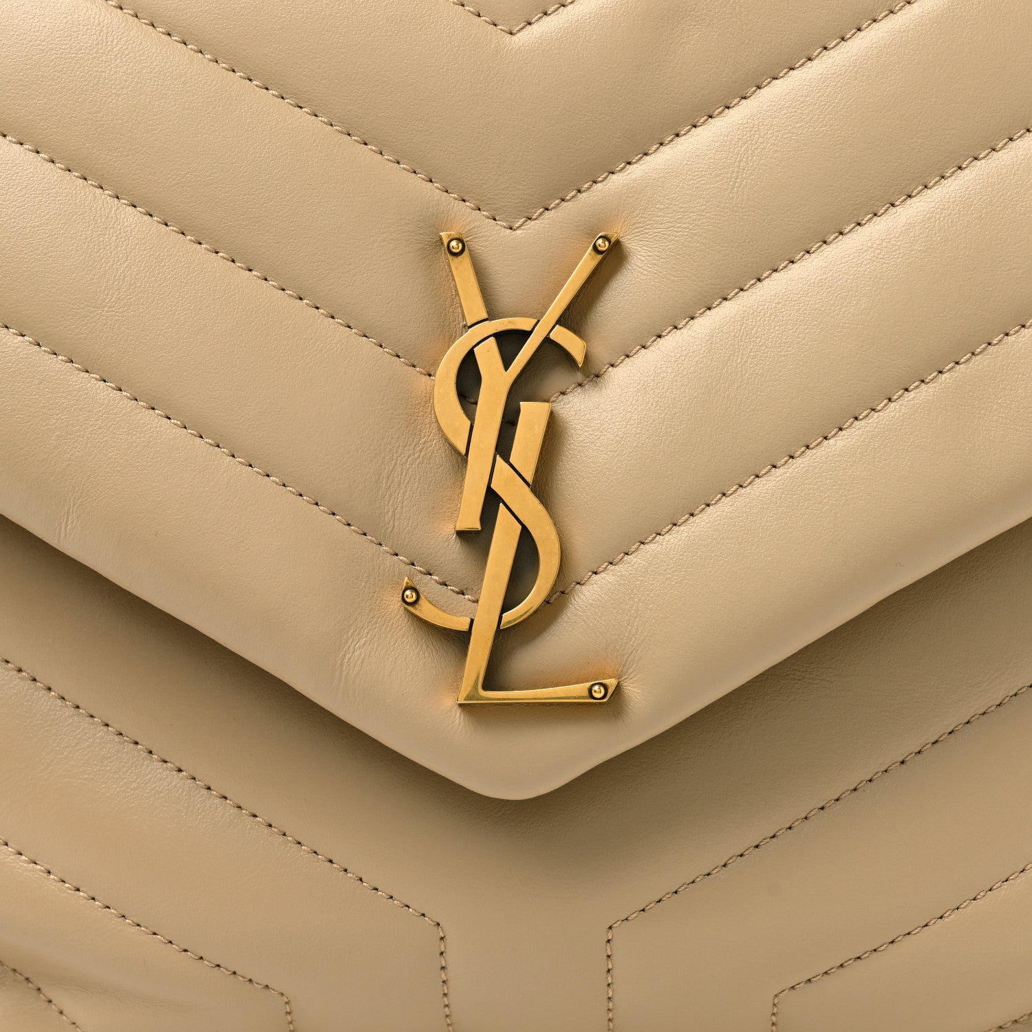 Saint Laurent Calfskin Y Quilted Monogram Medium Loulou Chain Satchel Dark Latte 8 of 10