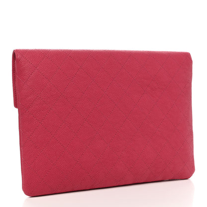 Chanel Grained Calfskin Quilted Cuba Clutch Dark Pink 3 of 7