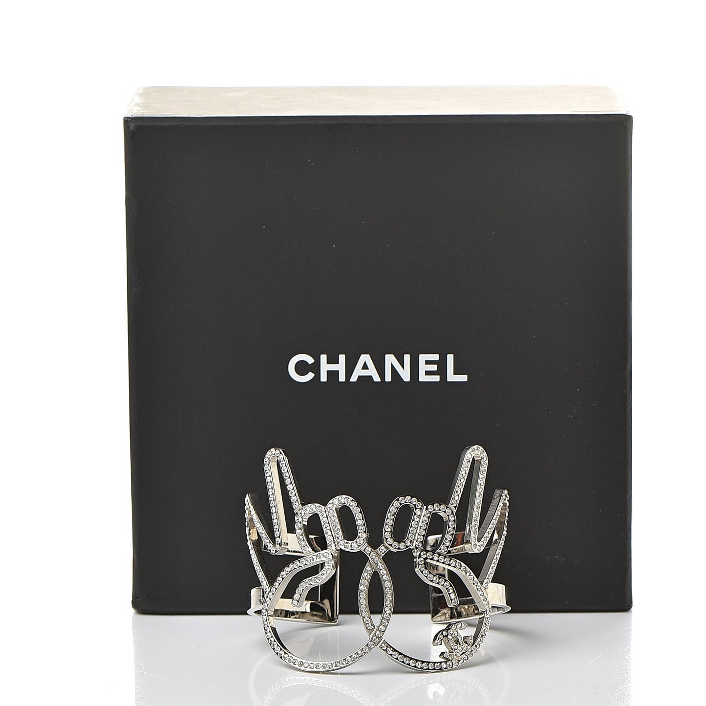 Crystal Peace Sign Emoji Bangle Bracelet Silver