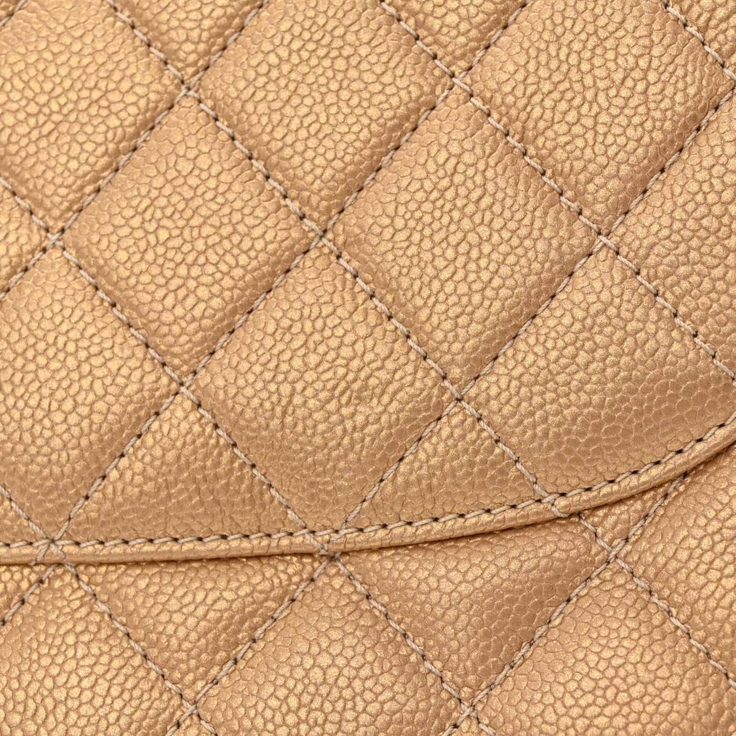 Pearly Caviar Quilted Jumbo Double Flap Gold