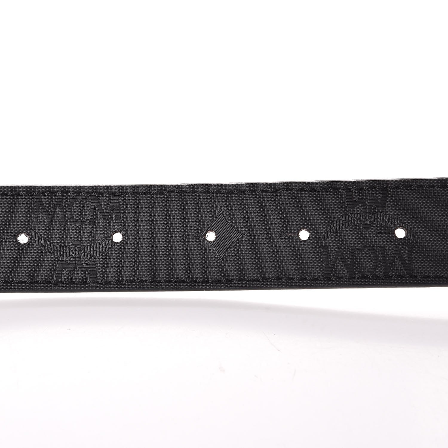 MCM Calfskin Coated Canvas Monogram Reversible Belt Black 4 of 5