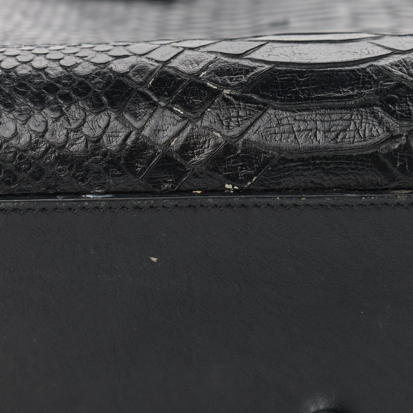 Python Calfskin Embossed Small Sac de Jour Black