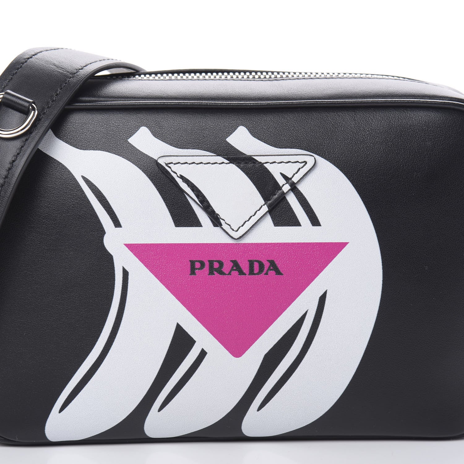 Prada City Calf Banana Print Camera Bag Black Fuchsia 7 of 9