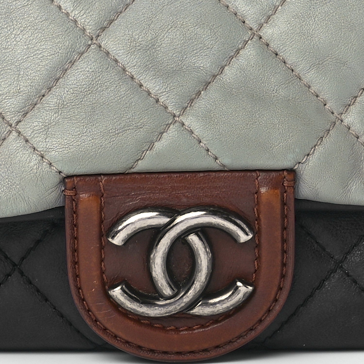 Chanel Iridescent Calfskin Tri-Color Country Chic Flap Navy Blue 7 of 10