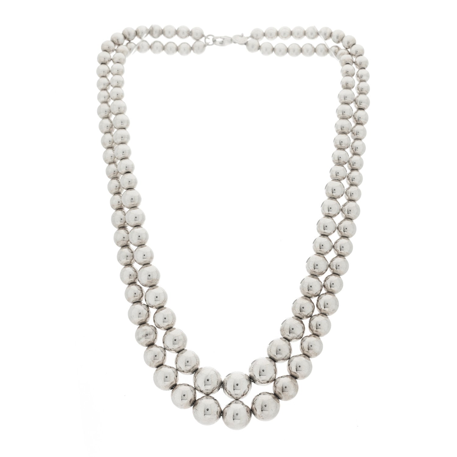 Tiffany Sterling Silver HardWear Graduated Ball Two-Row Necklace 3 of 5