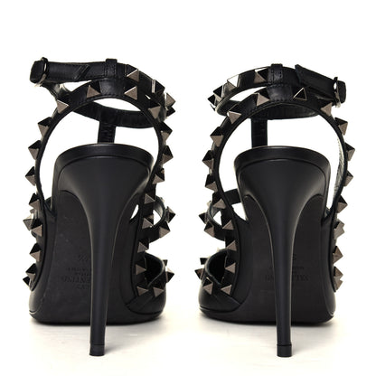 Valentino Garavani Calfskin Nappa Rockstud Ankle Strap 100mm Pumps 37.5 Black 5 of 6
