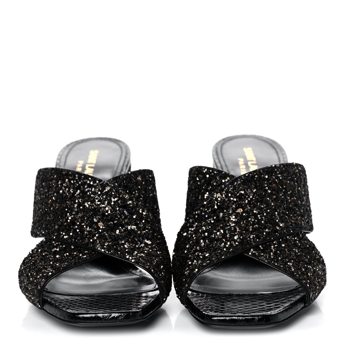 Glitter LouLou 70 Mule Sandals 37 Black Gold
