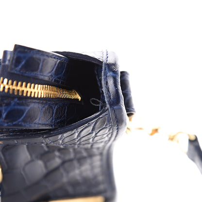 Balenciaga Calfskin Crocodile Embossed Gold Metallic Edge Hardware S City Bleu 7 of 14