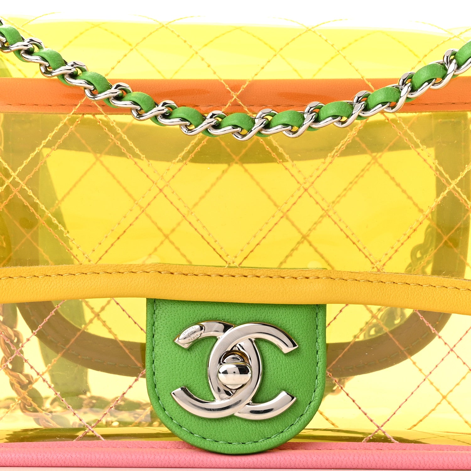 Chanel Lambskin PVC Quilted Mini Coco Splash Flap Yellow Green Pink 8 of 10