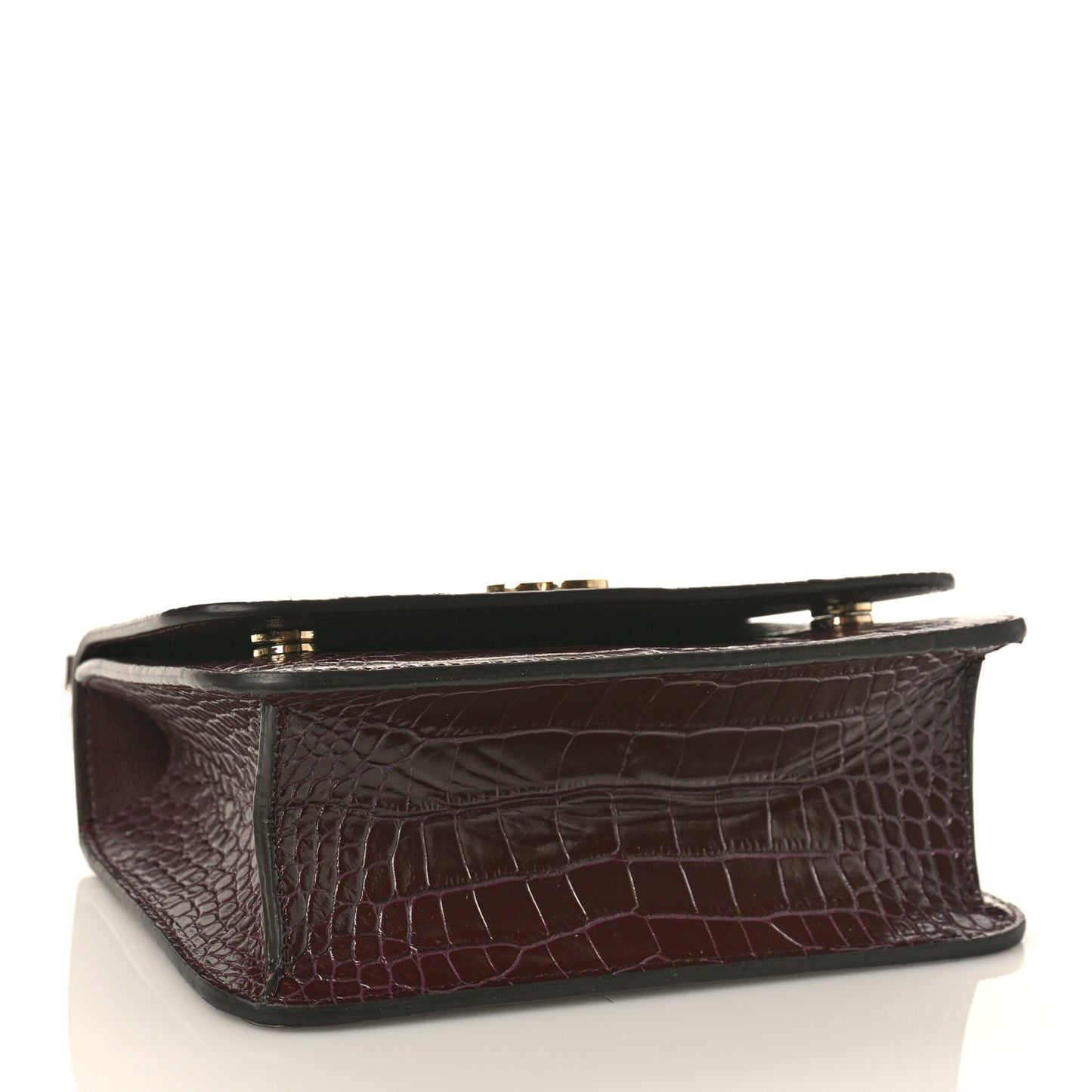 Calfskin Crocodile Embossed Medium JC Top Handle Bordeaux