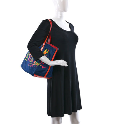 Christian Louboutin Denim Frangibus Printed Medium Tote Blue 2 of 10