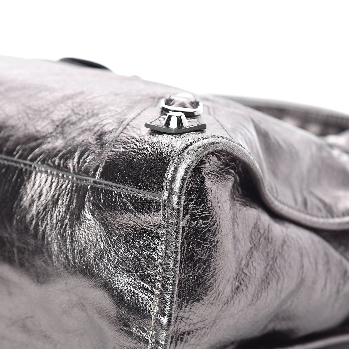 Metallic Agneau Classic Silver Hardware City Pewter