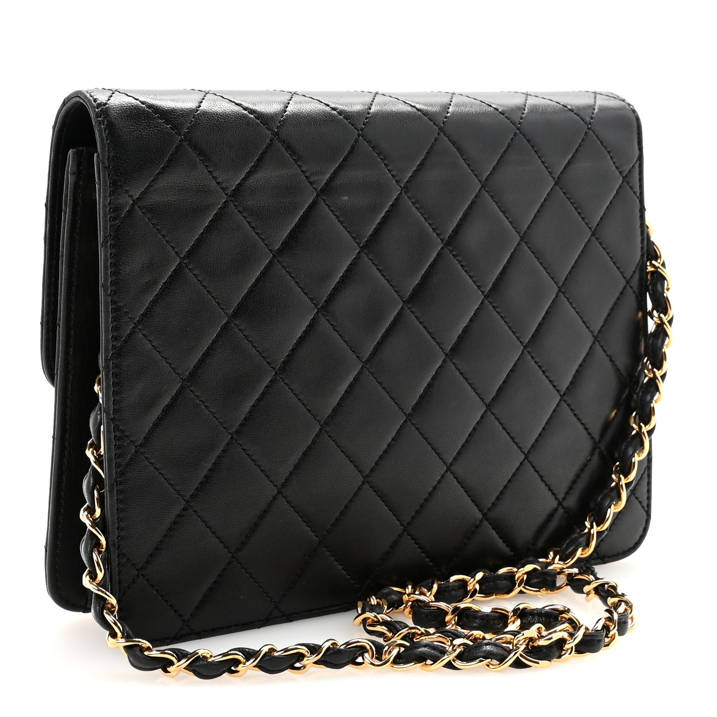 Lambskin Quilted Small Single Flap Bag Black
