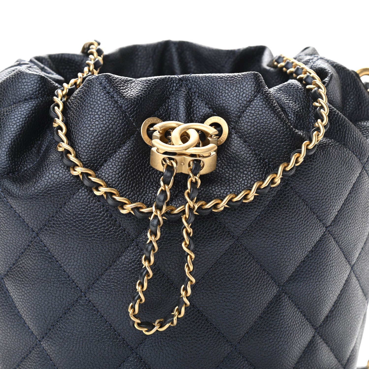 Chanel Iridescent Caviar Quilted My Perfect CC Bucket Drawstring Bag Blue 8 of 11