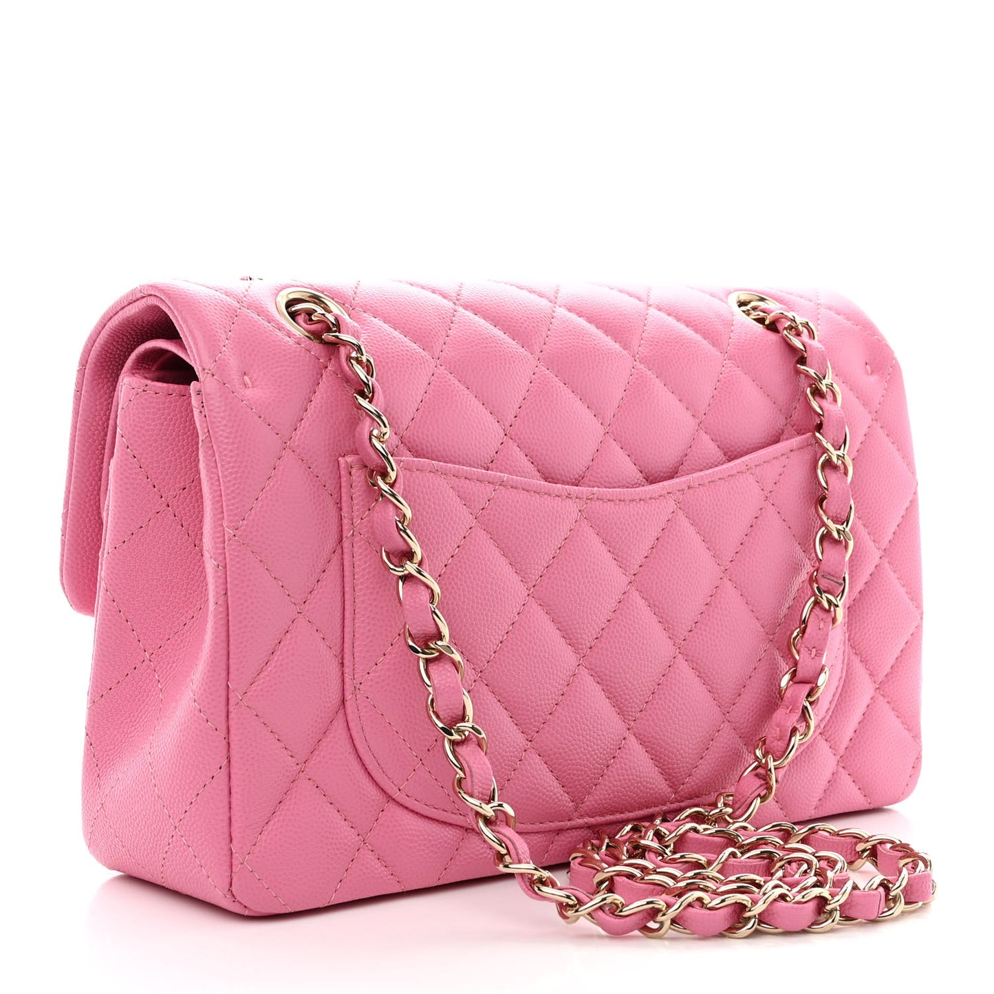 Caviar Quilted Small Double Flap Pink