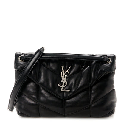 Saint Laurent Lambskin Quilted Small Loulou Puffer Monogram Chain Satchel Black 1 of 11