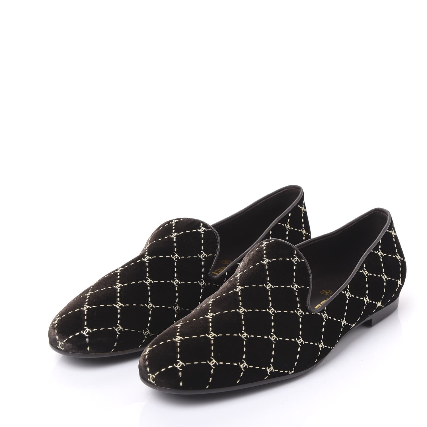 Chanel Velvet Moccasin Loafers 42 Brown 3 of 9