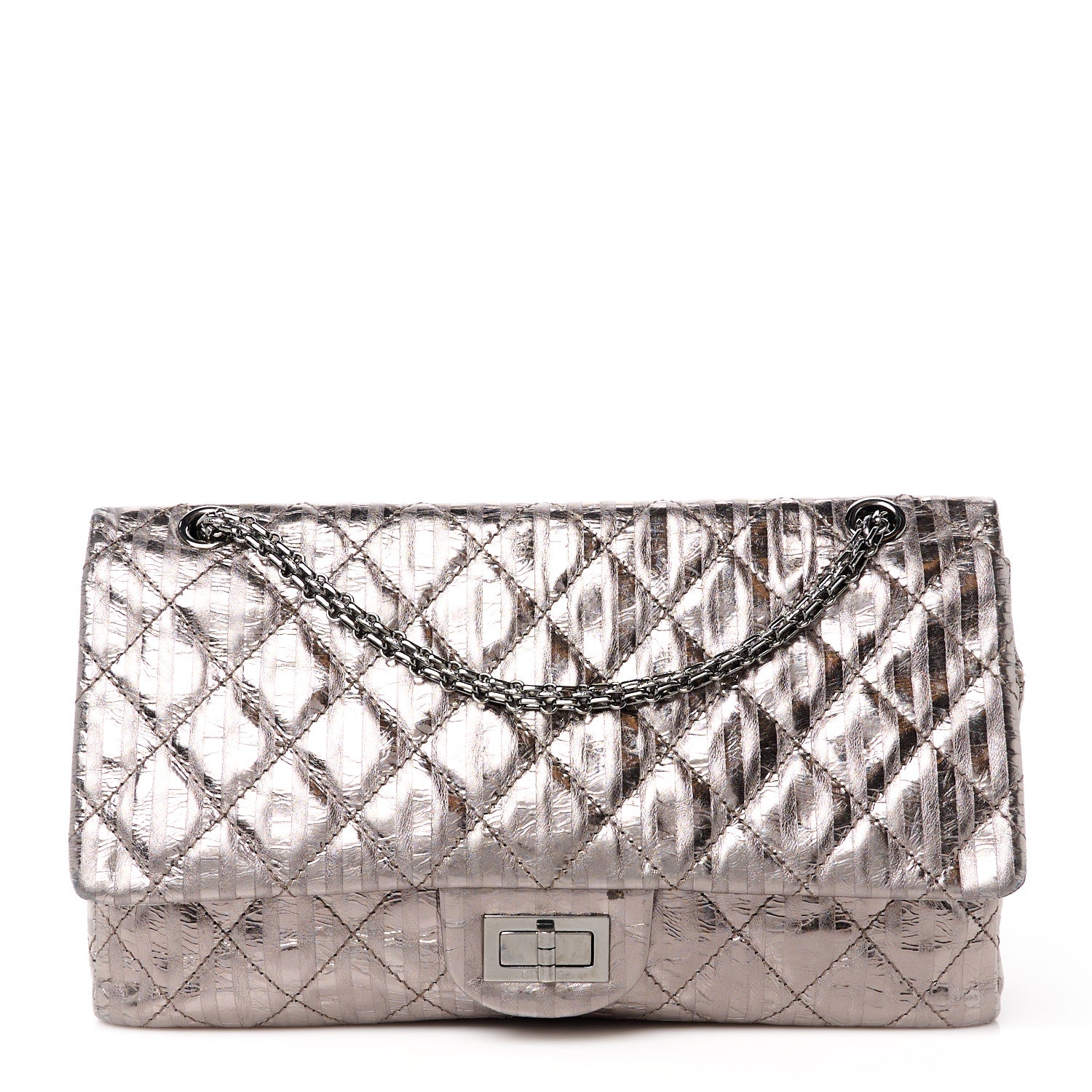 Chanel Metallic Calfskin Striped 2.55 Reissue 227 Silver 1 of 11