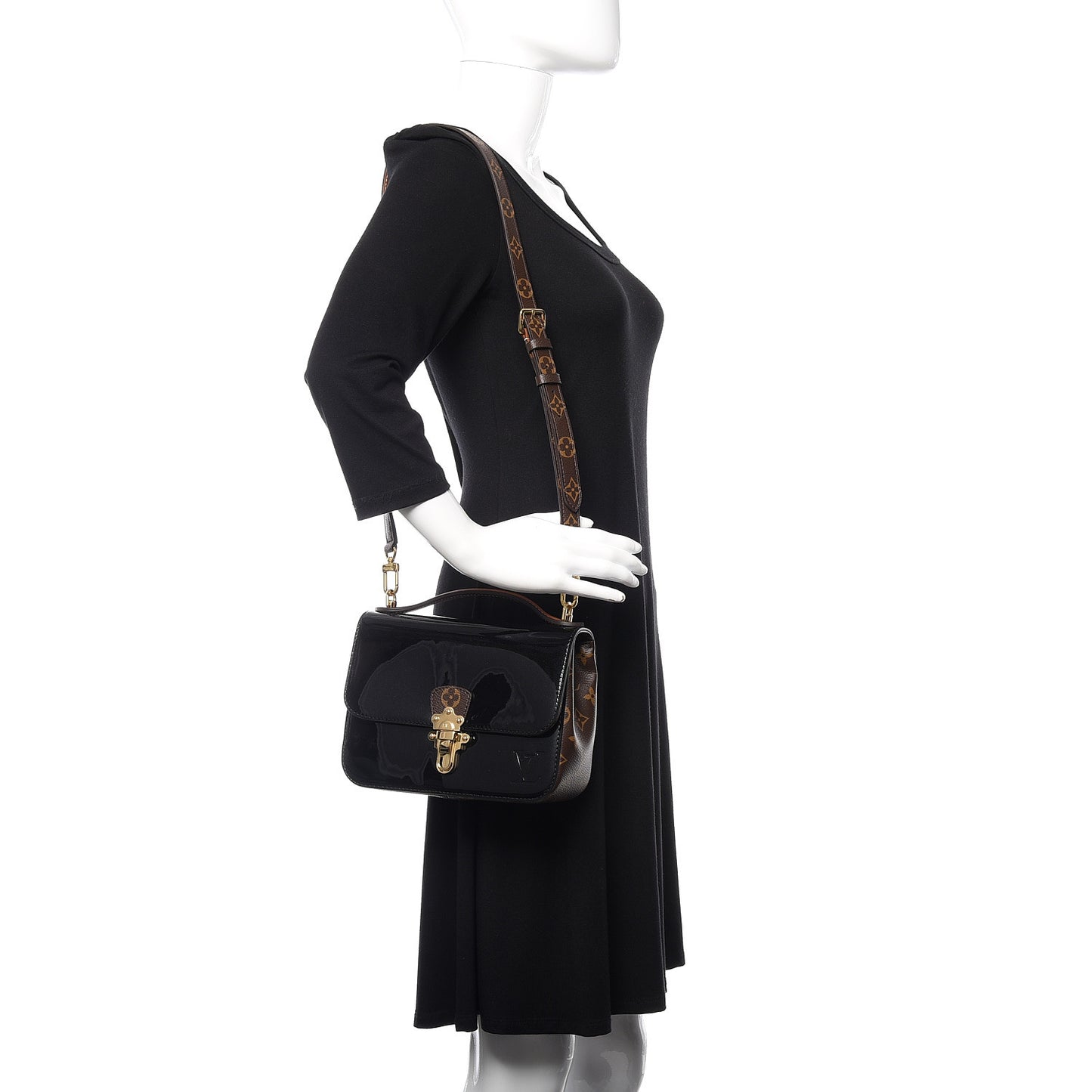 Patent Calfskin Monogram Cherrywood BB Black