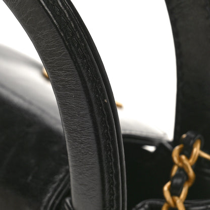 Chanel Shiny Aged Calfskin Quilted Nano Kelly Shopper Black 14 of 16