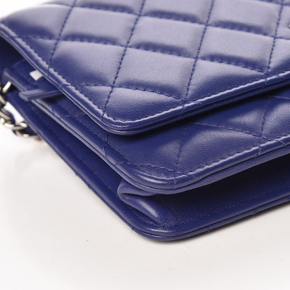 Chanel Lambskin Quilted Wallet On Chain WOC Dark Blue 5 of 11