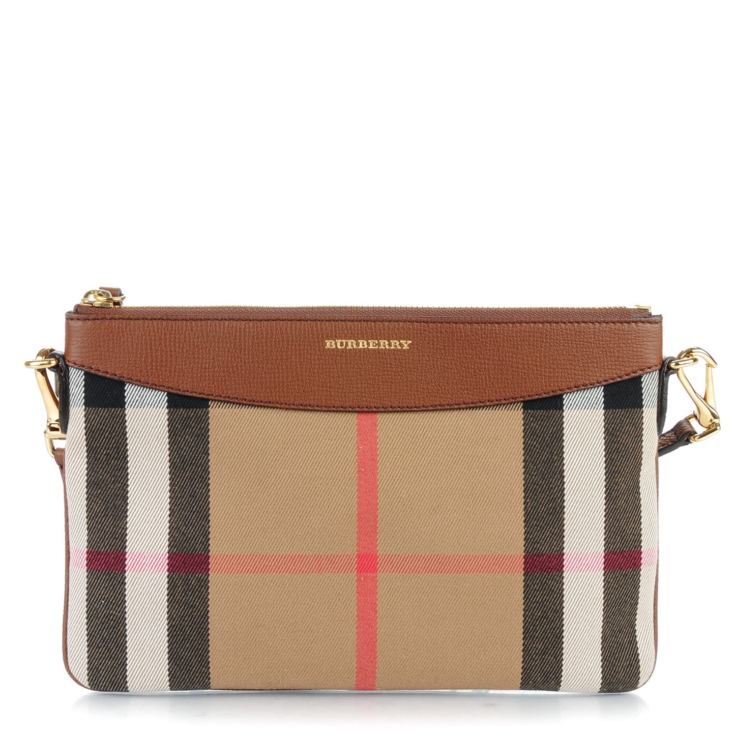 House Check Derby Peyton Crossbody Clutch Bag Tan