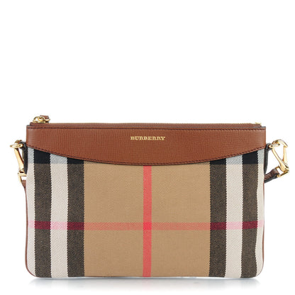 Burberry House Check Derby Peyton Crossbody Clutch Bag Tan 1 of 8