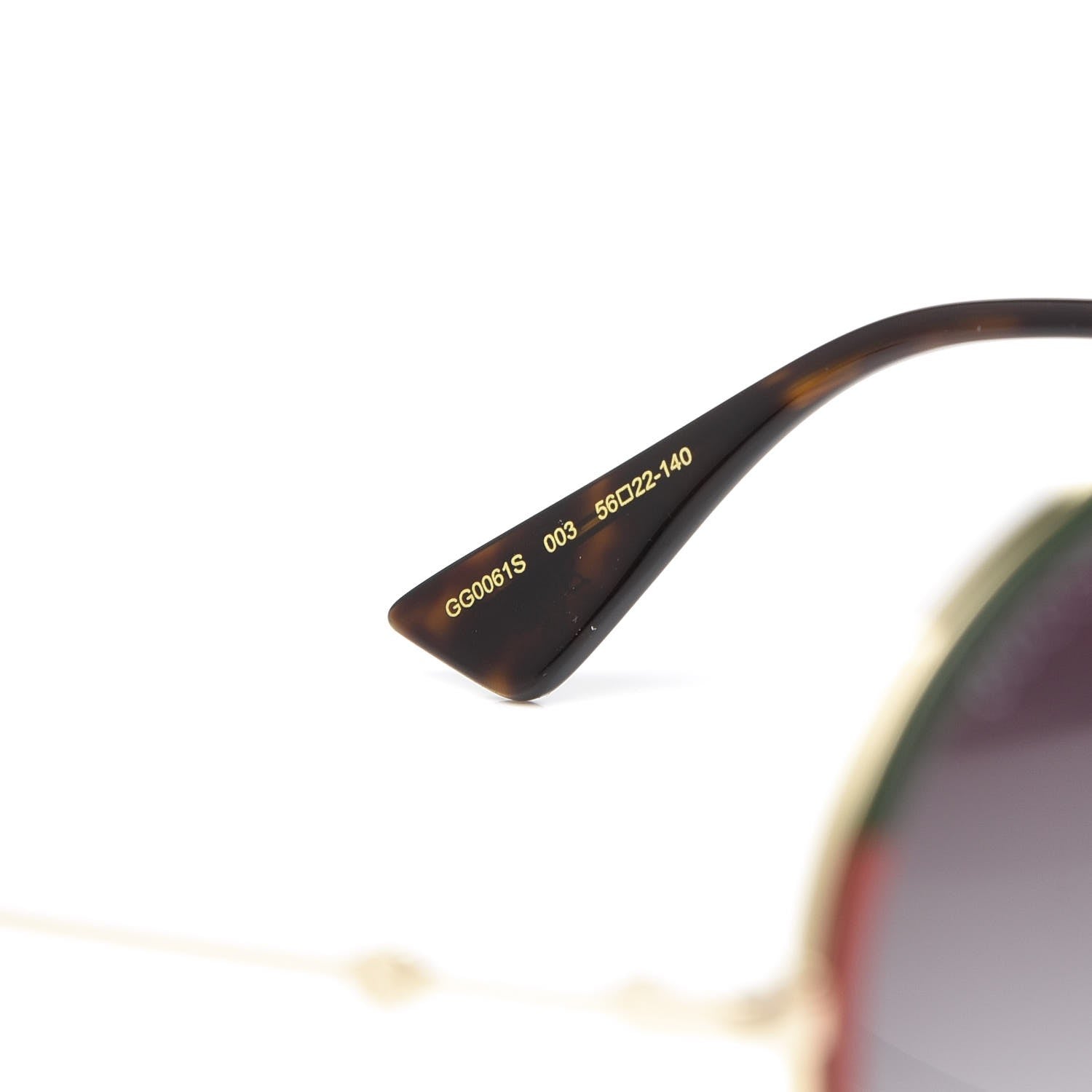Gucci Round Frame Sunglasses GG0061S Gold Green 5 of 8