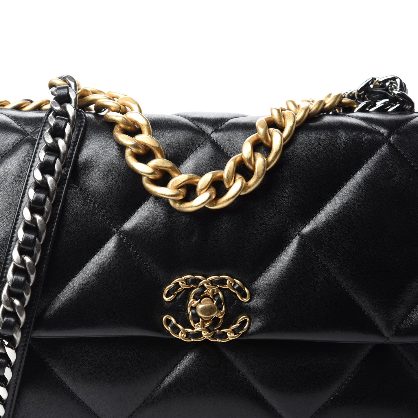 Lambskin Quilted Large Chanel 19 Flap Black