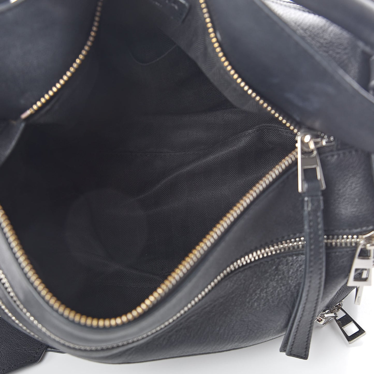 Calfskin Zipper Puzzle Bag Black