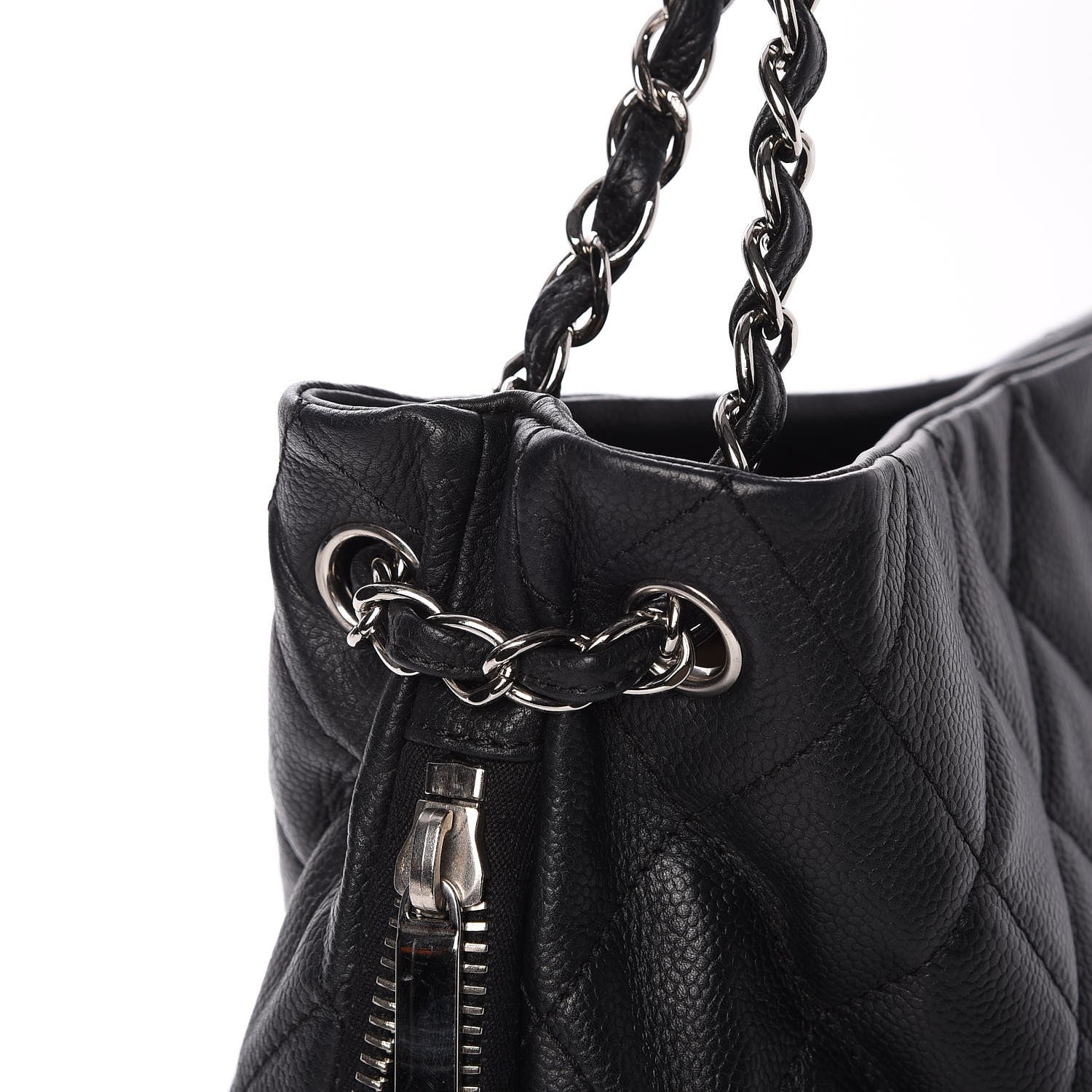 Chanel Caviar Quilted Expandable Zip Shoulder Bag Black 8 of 10
