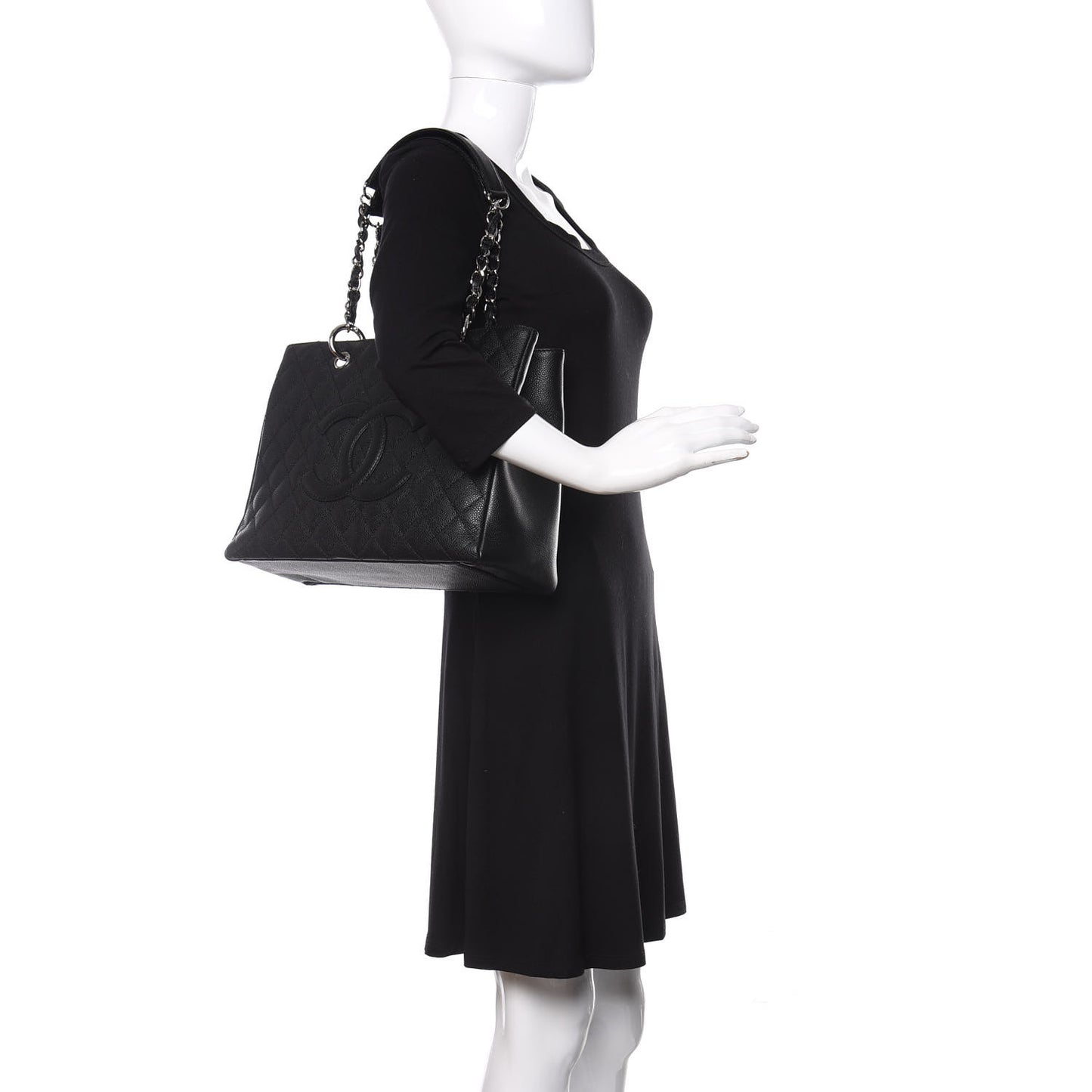 Caviar Quilted Grand Shopping Tote GST Black