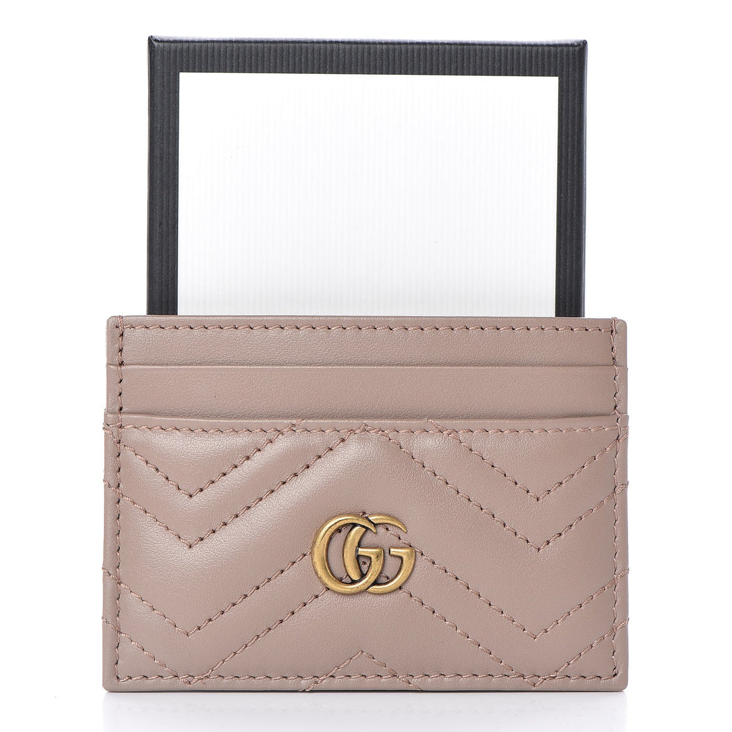 Calfskin Matelasse GG Marmont Card Holder Porcelain Rose