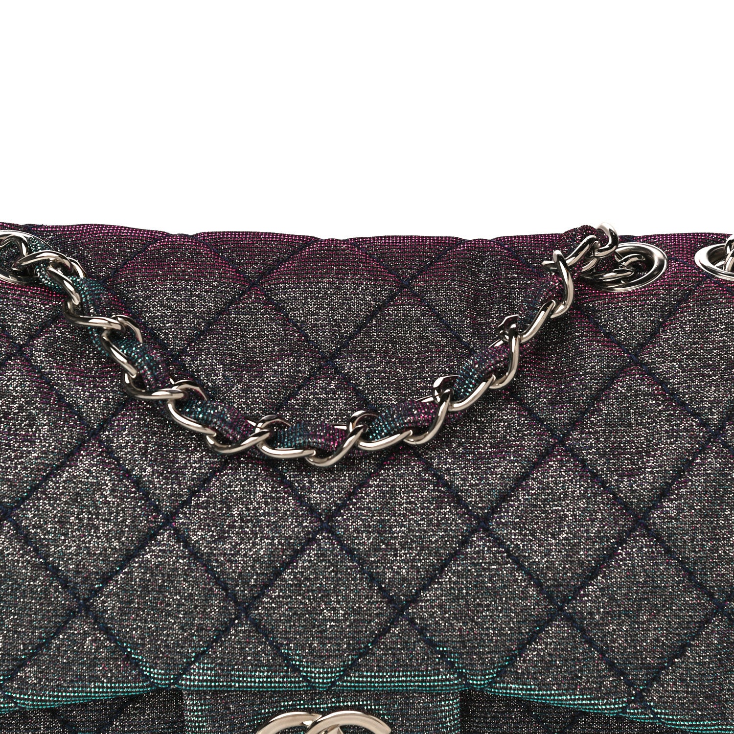 Chanel Iridescent Glitter Fabric Jumbo Single Flap Multicolor 11 of 16