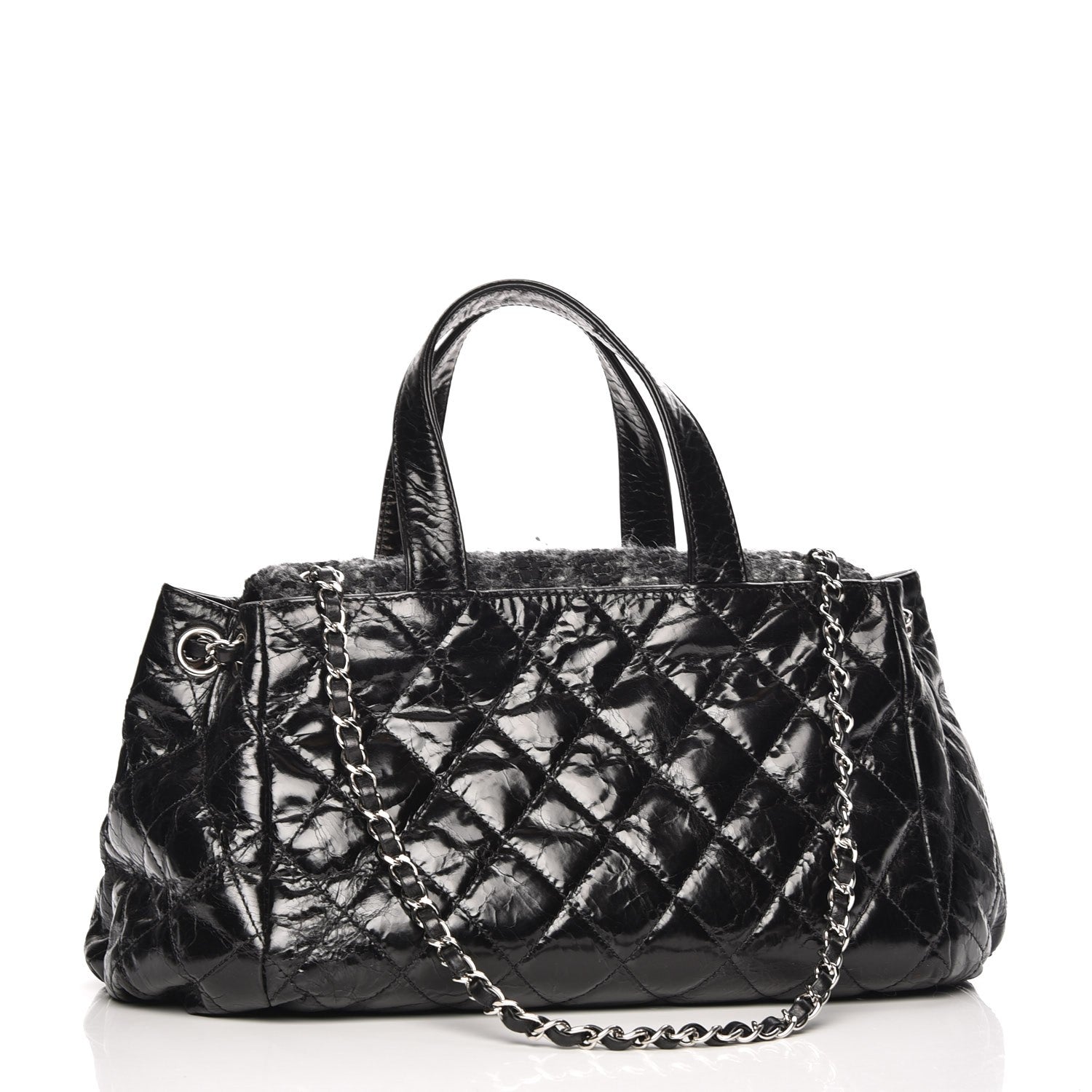 Chanel Glazed Calfskin Quilted Tweed Portobello Tote Black 3 of 7
