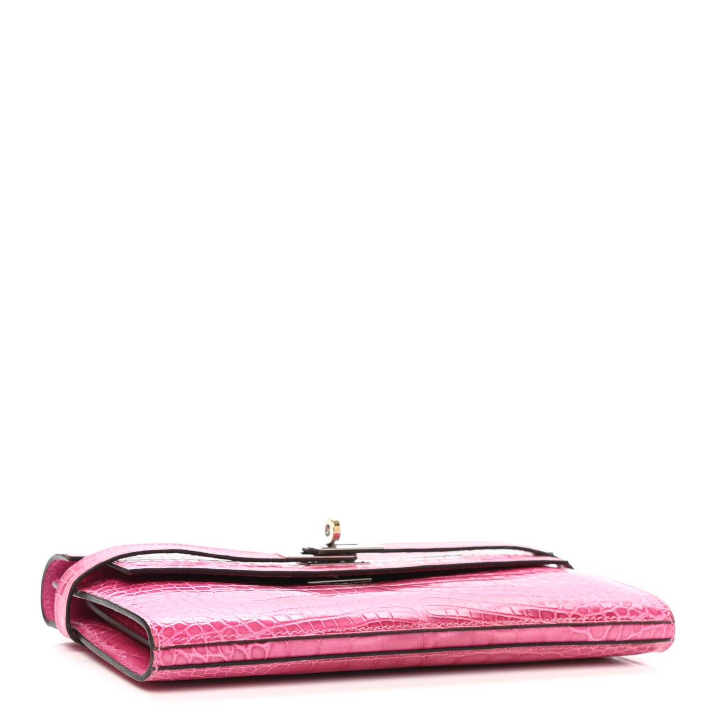 Shiny Alligator Kelly Longue Wallet Fuchsia