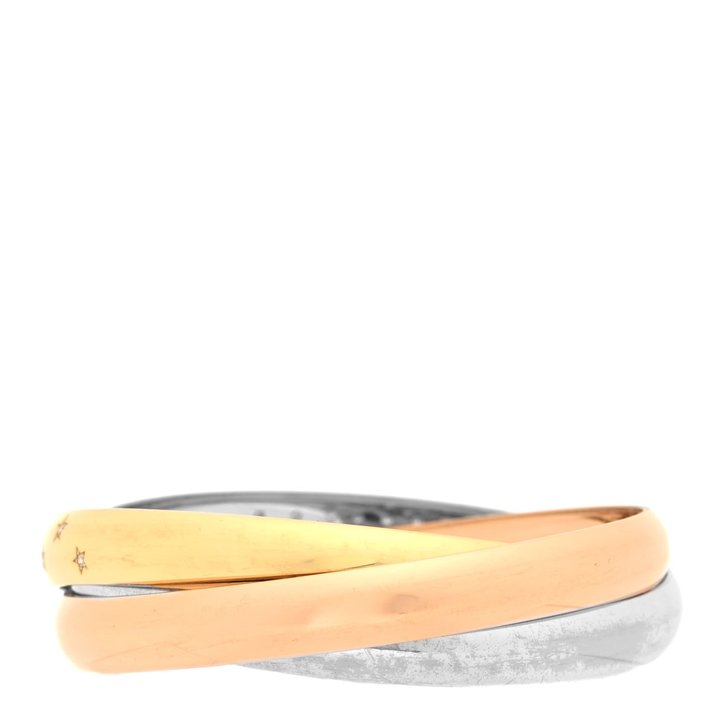 18K Pink Yellow White Gold Trinity Celestial Bangle Bracelet