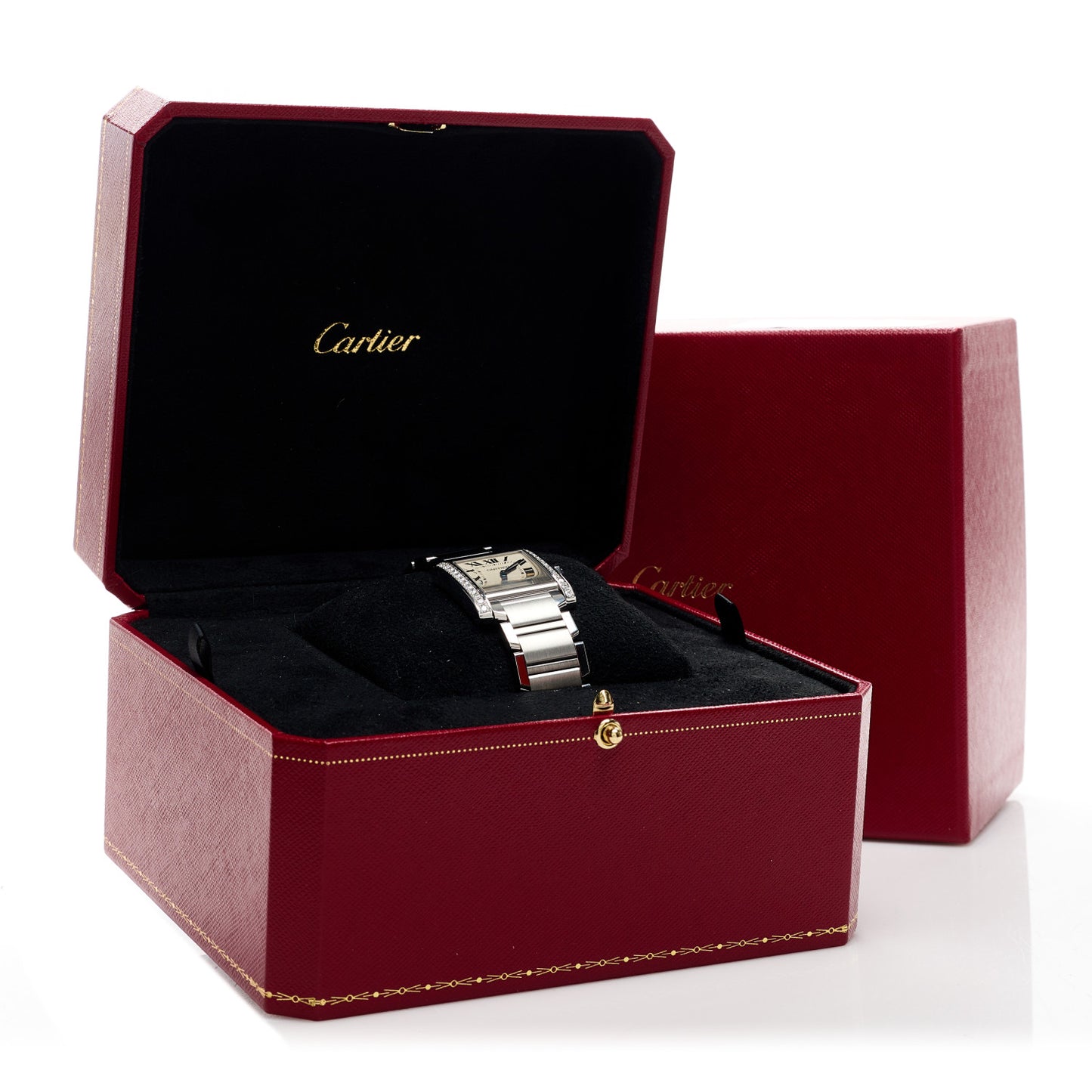 Stainless Steel Diamond Bezel 25mm Tank Francaise Quartz Watch