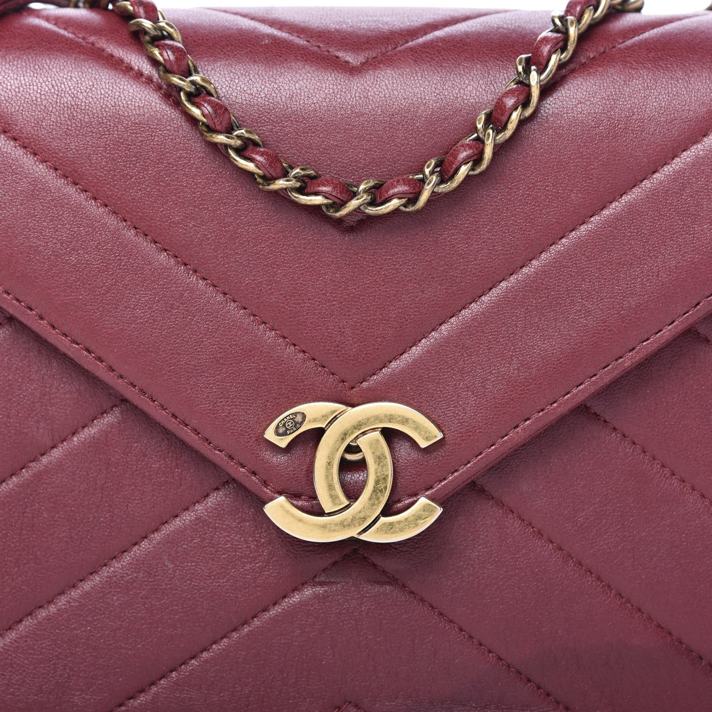 Lambskin Chevron Quilted Medium Coco Envelope Flap Red