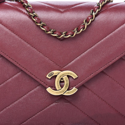 Chanel Lambskin Chevron Quilted Medium Coco Envelope Flap Red 10 of 12