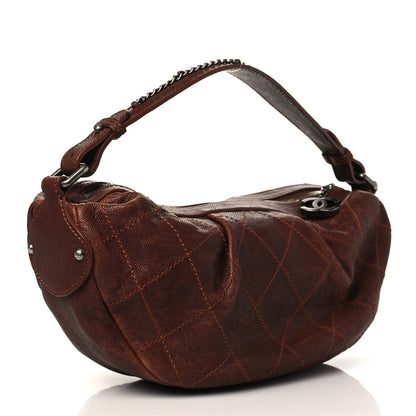 Chanel Caviar Stitched Outdoor Ligne Hobo Brown 3 of 9