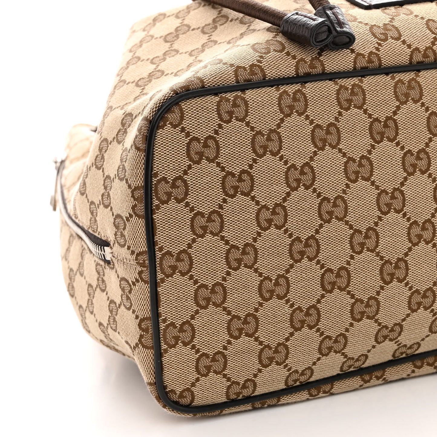 Monogram Dollar Calfskin O Drawstring Backpack Beige Ebony Testa di Moro Dark Chocolate