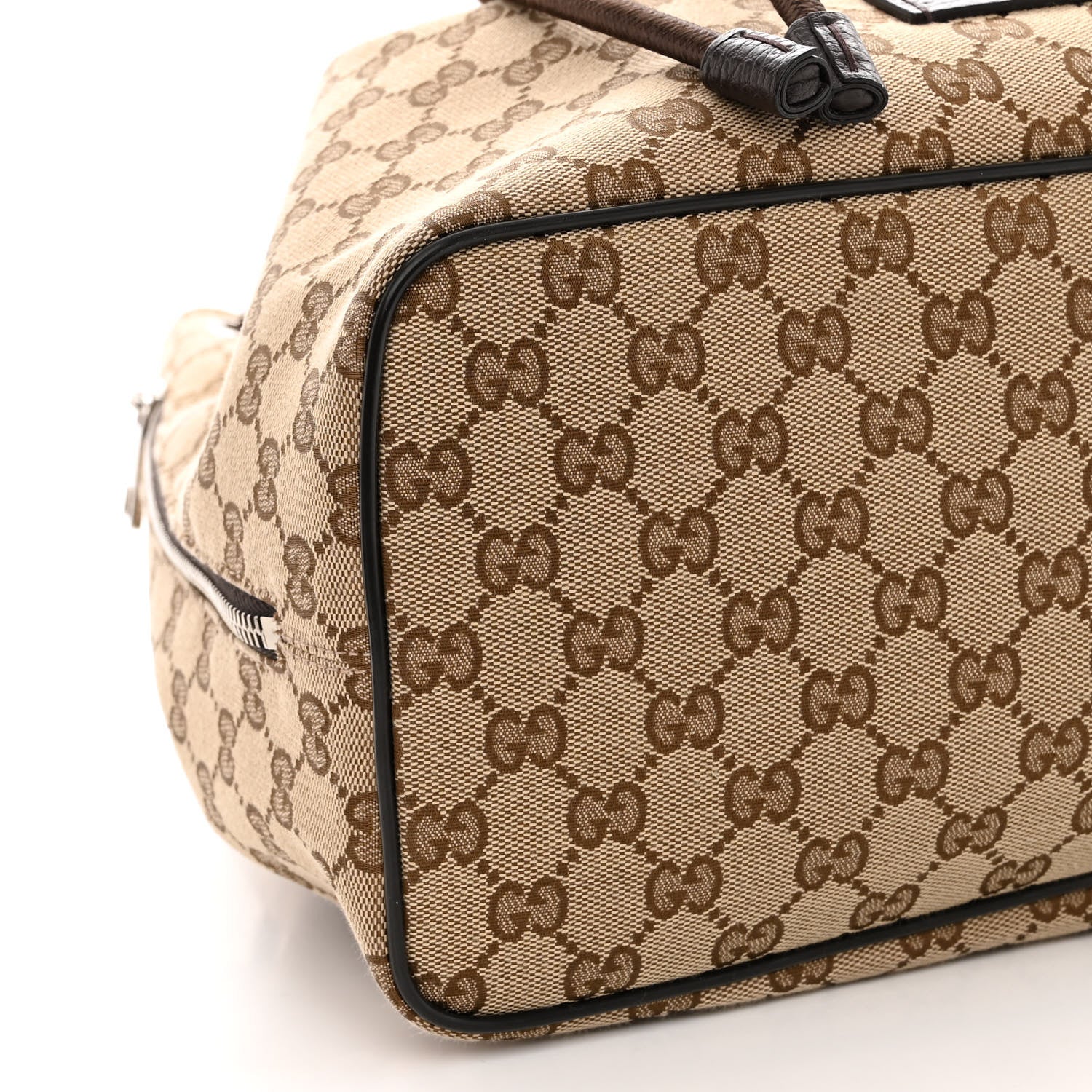 Gucci Monogram Dollar Calfskin O Drawstring Backpack Beige Ebony Testa di Moro Dark Chocolate 8 of 9