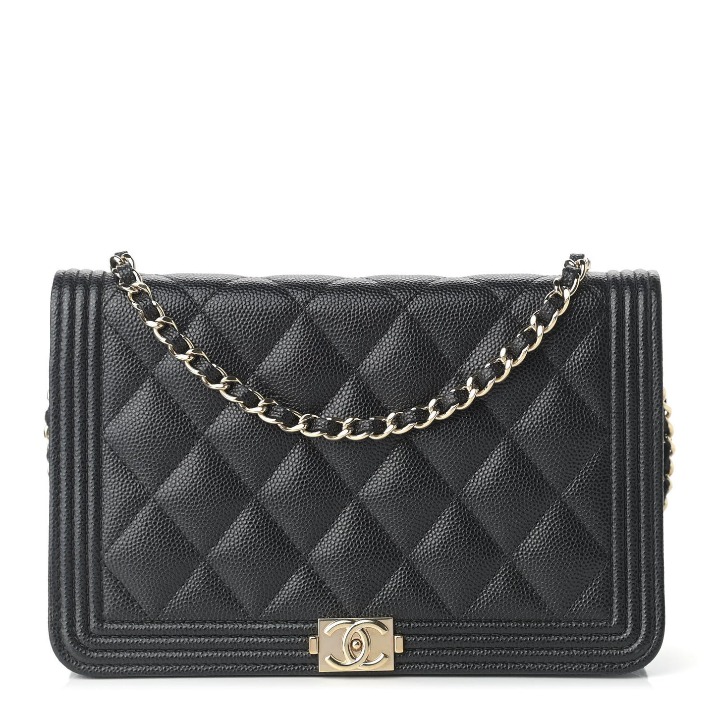 Caviar Quilted Boy Wallet On Chain WOC Black