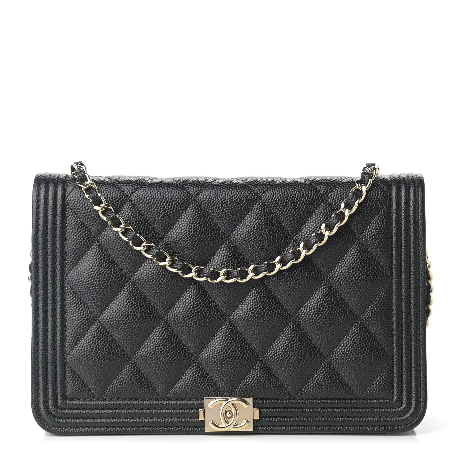 Chanel Caviar Quilted Boy Wallet On Chain WOC Black 1 of 11