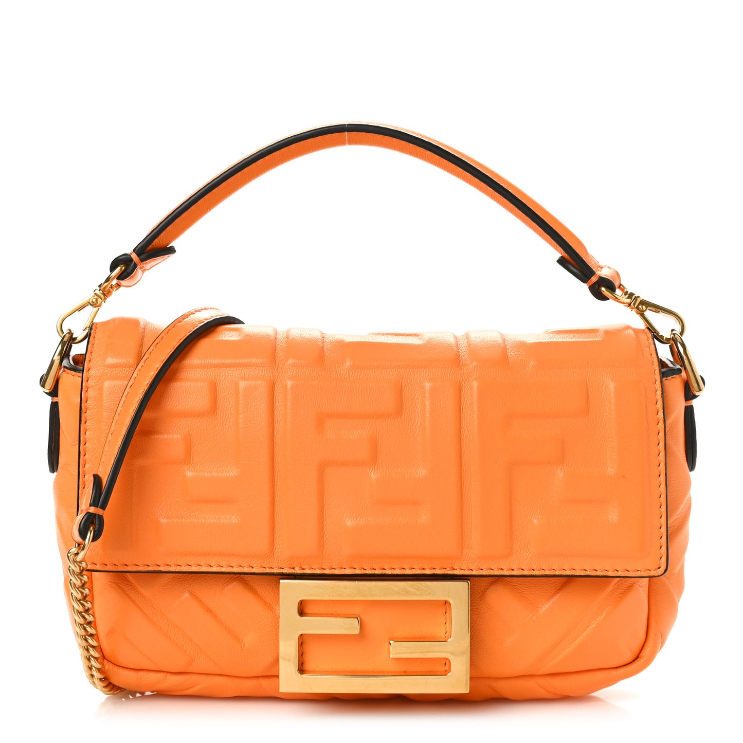 Nappa FF 1974 Embossed Mini Baguette Clementine