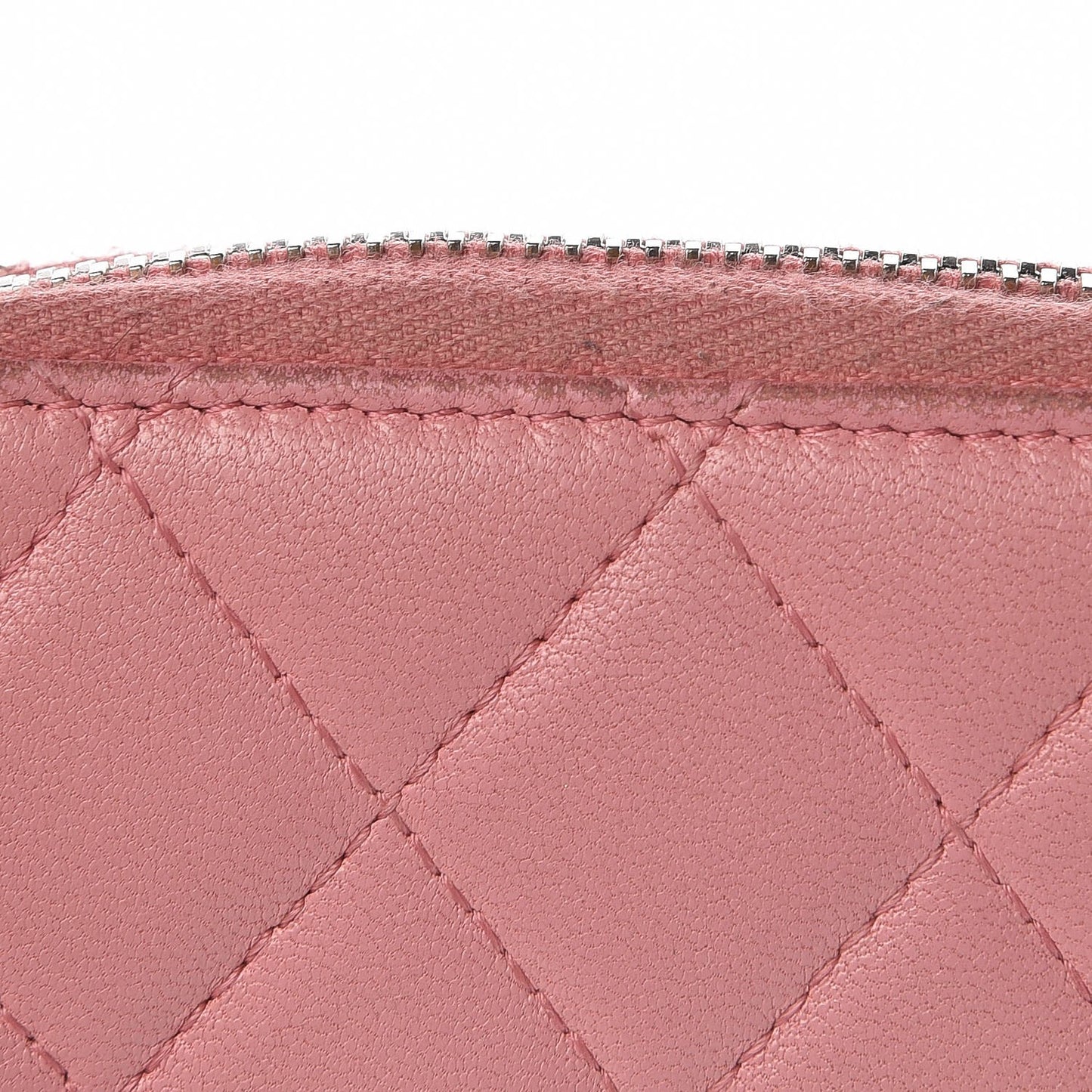 Lambskin Quilted Zip Around Coin Purse Wallet Pink