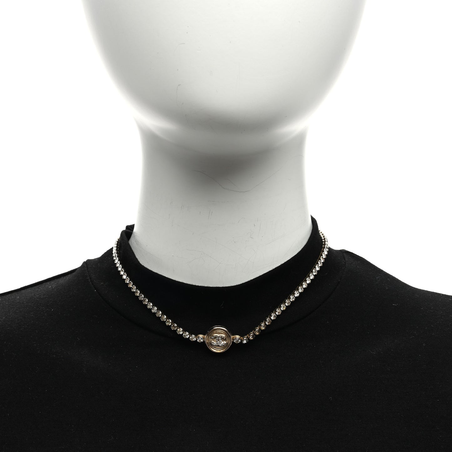 Crystal CC Chain Short Necklace Gold