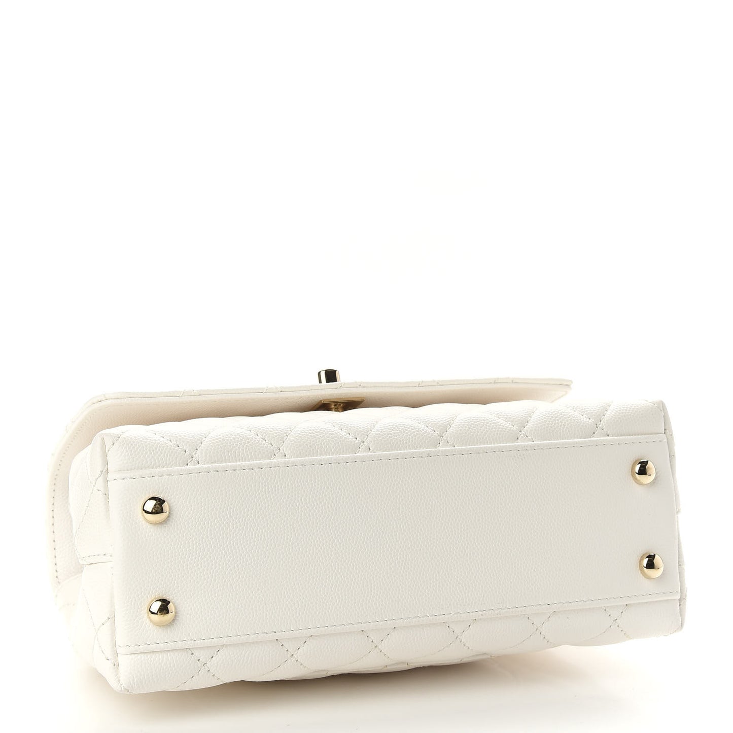 Caviar Quilted Mini Coco Handle Flap White